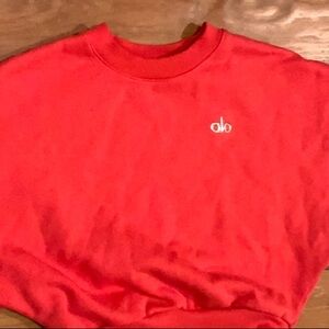 XS red cropped Alo crewneck